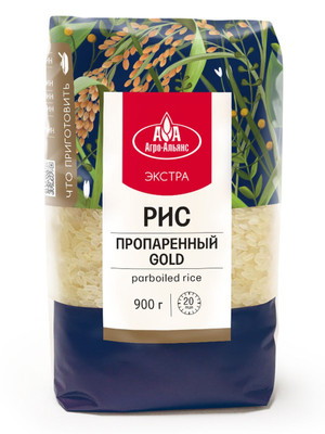 Рис Агро-Альянс Gold Экстра элитный пропаренный, 900г Рис Агро-Альянс Gold Экстра элитный пропаренный, 900г