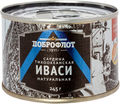 Сардина Доброфлот иваси тихоокеанская натуральная, 245г Сардина Доброфлот иваси тихоокеанская натуральная, 245г