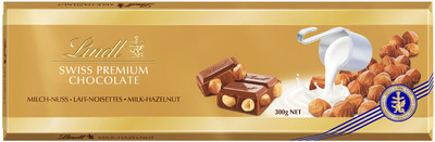 Шоколад молочный Lindt Swiss Premium с цельным фундуком, 300г Шоколад молочный Lindt Swiss Premium с цельным фундуком, 300г