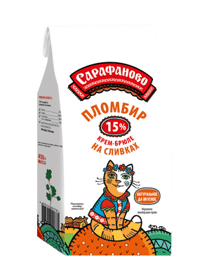 Мороженое пломбир Сарафаново крем-брюле 14%, 450г Мороженое пломбир Сарафаново крем-брюле 14%, 450г
