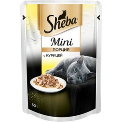 Корм Sheba Mini с курицей для кошек, 50г Корм Sheba Mini с курицей для кошек, 50г