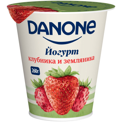 Йогурт Danone клубника-земляника 2.8%, 260г Йогурт Danone клубника-земляника 2.8%, 260г