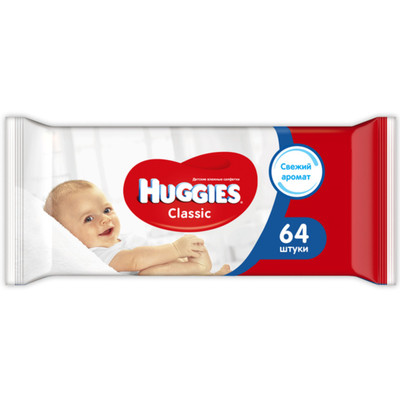 Салфетки влажные детские Huggies Classic, 64шт Салфетки влажные детские Huggies Classic, 64шт